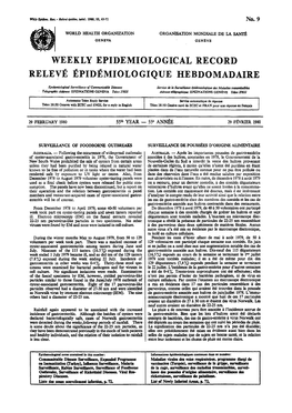 Weekly Epidemiological Record Relevé Épidémiologique Hebdomadaire