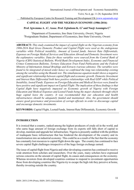 CAPITAL FLIGHT and the NIGERIAN ECONOMY (1986-2016) Prof