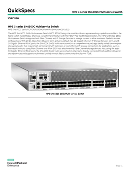 HPE C-Series SN6500C Multiservice Switch Overview