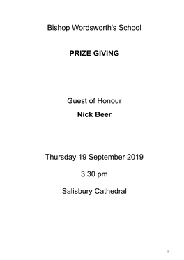 Prize Giving