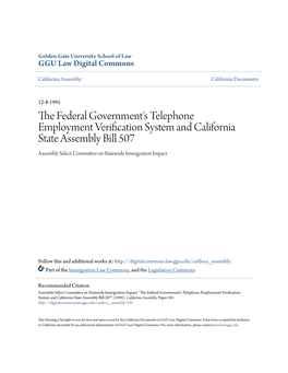 The Federal Government's Telephone Employment Verification System and California State Assembly Bill 507