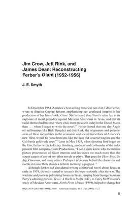 Jim Crow, Jett Rink, and James Dean: Reconstructing Ferber's Giant
