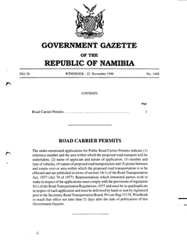 Government Gazette of the Republic of Namibia