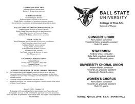 Concert Choir Statesmen University Choral Union