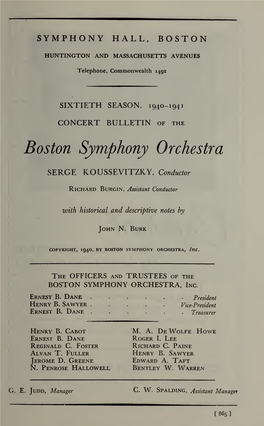 Boston Symphony Orchestra Concert Programs, Season 60,1940-1941