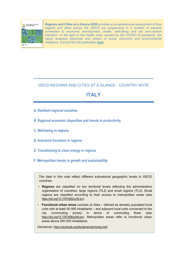 Regions and Cities at a Glance 2020 Provides a Comprehensive Assessment of How Regions and Cities Across the OECD Are Progressing in a Number of Aspects