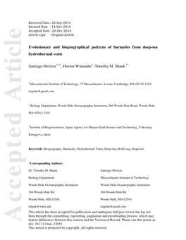 Evolutionary and Biogeographical Patterns of Barnacles from Deep&