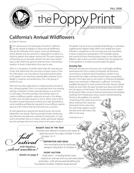 The Poppy Print Quarterly Newsletter of the Theodore Payne Foundation
