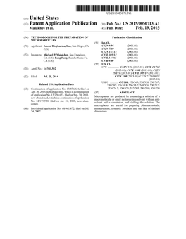 (12) Patent Application Publication (10) Pub. No.: US 2015/0050713 A1 Malakhov Et Al