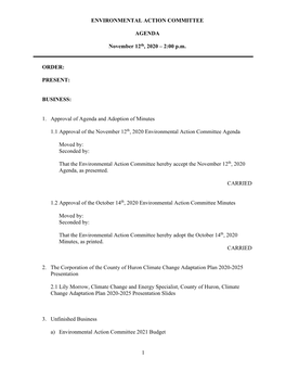 Environmental Action Committee Agenda