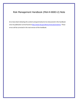 Risk Management Handbook (FAA-H-8083-2) Note