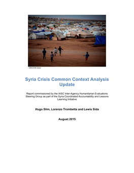 Syria Crisis Common Context Analysis Update