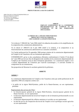 DD31 Arrêté Préfectoral CDEI Et CDIAE