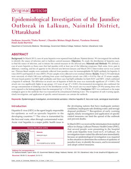 Epidemiological Investigation of the Jaundice Outbreak in Lalkuan, Nainital District, Uttarakhand