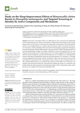 Study on the Sleep-Improvement Effects of Hemerocallis Citrina