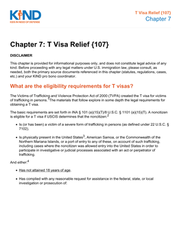 Chapter 7: T Visa Relief {107}