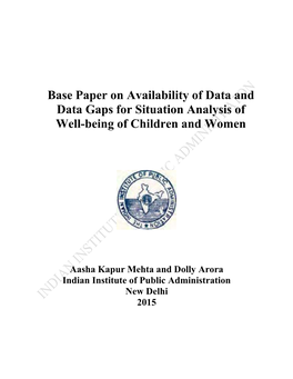 Base Paper on Availability of Data and Data Gaps for Situation Analysis of Well-Being of Children and Women