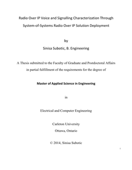 Radio Over IP Voice and Signalling Characterization Through System-Of-Systems Radio Over IP Solution Deployment