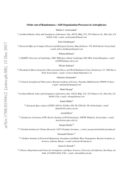 Arxiv:1708.03394V2 [Astro-Ph.SR] 15 Dec 2017 10) Potsdam Institute for Climate Research, 14473 Potsdam, Germany ; E-Mail: Juergen.Kurths@Pik-Potsdam.De