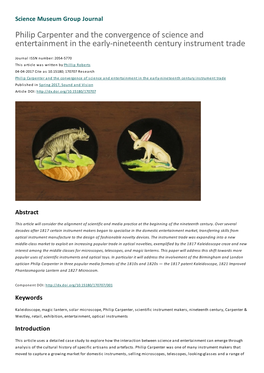 Philip Carpenter and the Convergence of Science and Entertainment in the Early-Nineteenth Century Instrument Trade