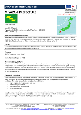 MIYAZAKI PREFECTURE Latest Update: August 2013