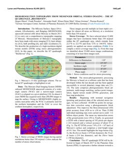 High-Resolution Topography from Messenger Orbital Stereo Imaging – the H7 Quadrangle „Beethoven“