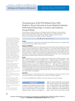 Overexpression of the ETS-Related Gene