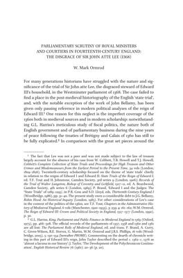 Parliamentary Scrutiny of Royal Ministers and Courtiers in Fourteenth-Century England: the Disgrace of Sir John Atte Lee (1368)