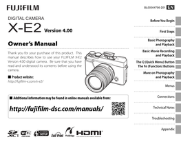 Manual and Playback Basic Movie Recording Thank You for Your Purchase of This Product