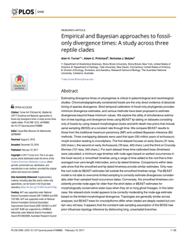 Empirical and Bayesian Approaches to Fossil-Only Divergence Times: a Study Across Three Reptile Clades