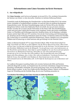 Informationen Zum Limes Saxoniae Im Kreis Stormarn