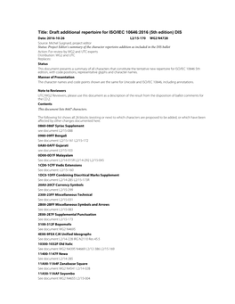 Draft Additional Repertoire for ISO/IEC 10646:2016 (5Th Edition)