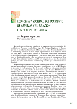 Economía Y Sociedad Del Occidente De Asturias Y Su Relación Con El Reino De Galicia