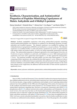 Synthesis, Characterization, and Antimicrobial Properties of Peptides Mimicking Copolymers of Maleic Anhydride and 4-Methyl-1-Pentene