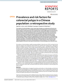 Prevalence and Risk Factors for Colorectal Polyps in A