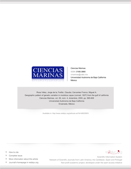 Redalyc.Geographic Pattern of Genetic Variation in Modiolus Capax