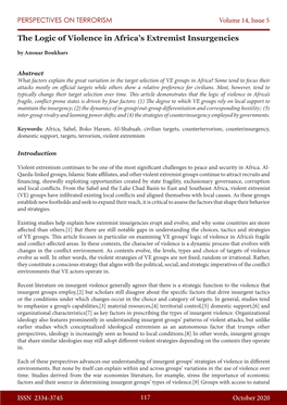 PERSPECTIVES on TERRORISM Volume 14, Issue 5