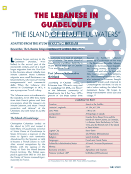 The Lebanese in Guadeloupe ”The Island of Beautiful Waters”