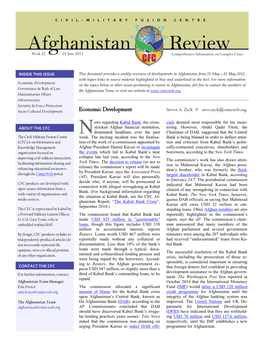 Afghanistan Review Week 22 01 June 2011 Comprehensive Information on Complex Crises