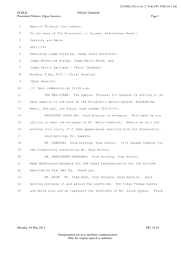 Public Transcript of the Hearing Held on 4 May 2015 in the Case Of