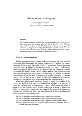 Basque As an Extinct Language