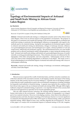 Typology of Environmental Impacts of Artisanal and Small-Scale Mining in African Great Lakes Region