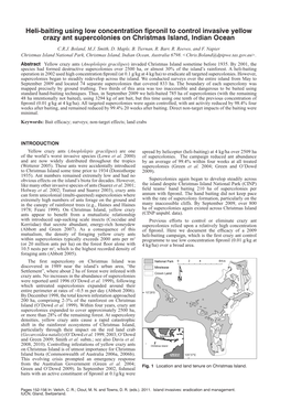 Heli-Baiting Using Low Concentration Fipronil to Control Invasive Yellow Crazy Ant Supercolonies on Christmas Island, Indian Ocean