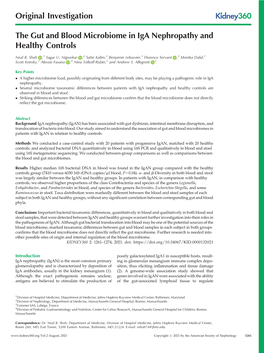 The Gut and Blood Microbiome in Iga Nephropathy and Healthy Controls