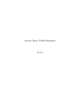 Lecture Notes: Public Economics