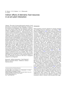 Indirect Effects of Alternative Food Resources in an Ant–Plant Interaction
