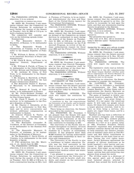 CONGRESSIONAL RECORD—SENATE July 10, 2001 the PRESIDING OFFICER