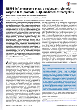 NLRP3 Inflammasome Plays a Redundant Role with Caspase 8 to Promote IL-1Β–Mediated Osteomyelitis