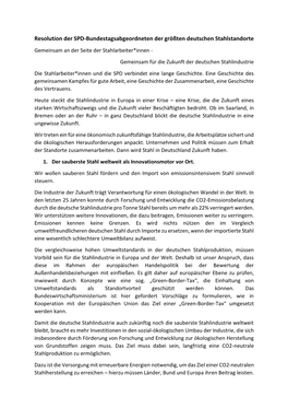 Resolution Der SPD-Bundestagsabgeordneten Der