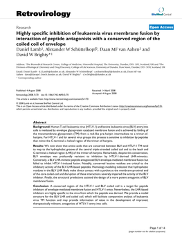 Highly Specific Inhibition of Leukaemia Virus Membrane Fusion By